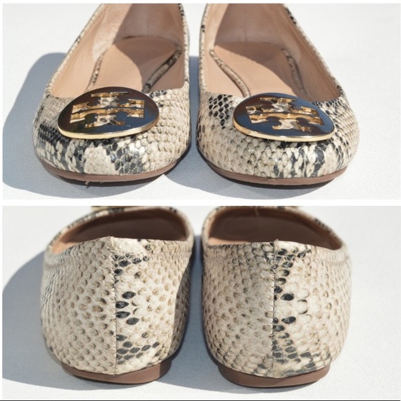 Tory Burch Reva Snake Skin Print Ballerina Flats - Picture 5 of 8
